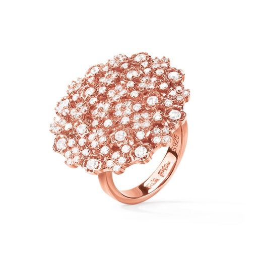 FF Bouquet Silver 925 Rose Gold Plated Medium Ring-